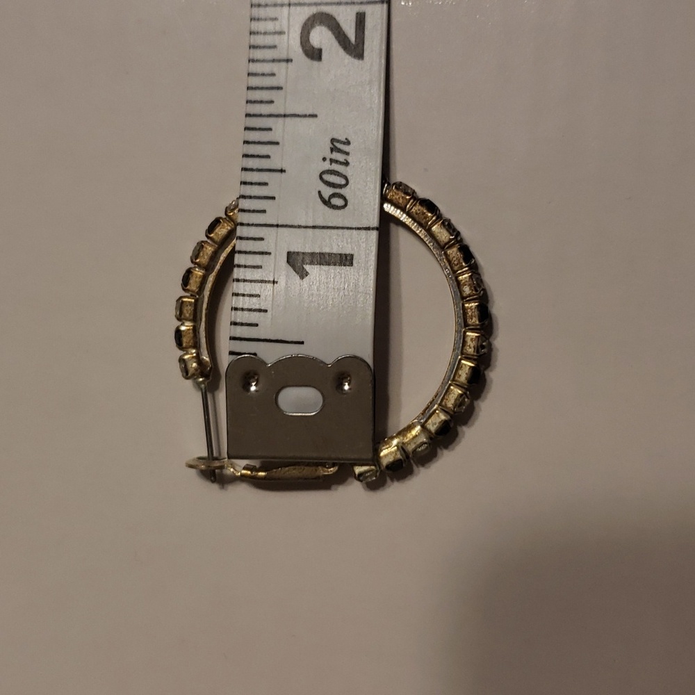 52. Black and Silver Hoop Earrings - Picture 4 of 6